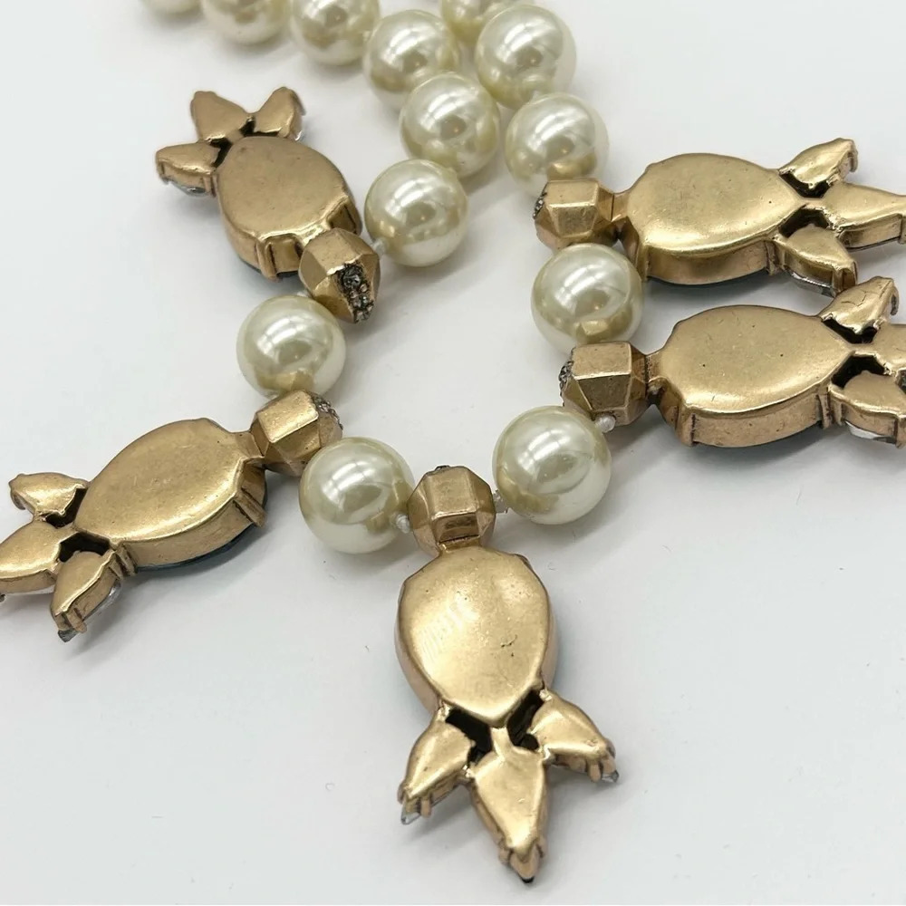J. Crew Blue/Green Teardrop Gems and Jumbo Pearl Necklace - Picture 7 of 7